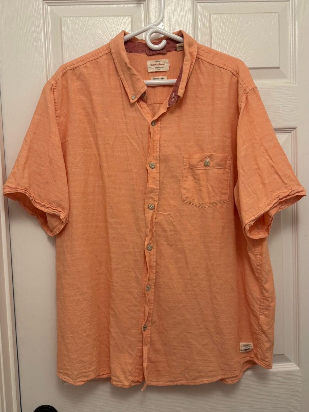 Vintage Peach Short Sleeve Button-Down Shirt